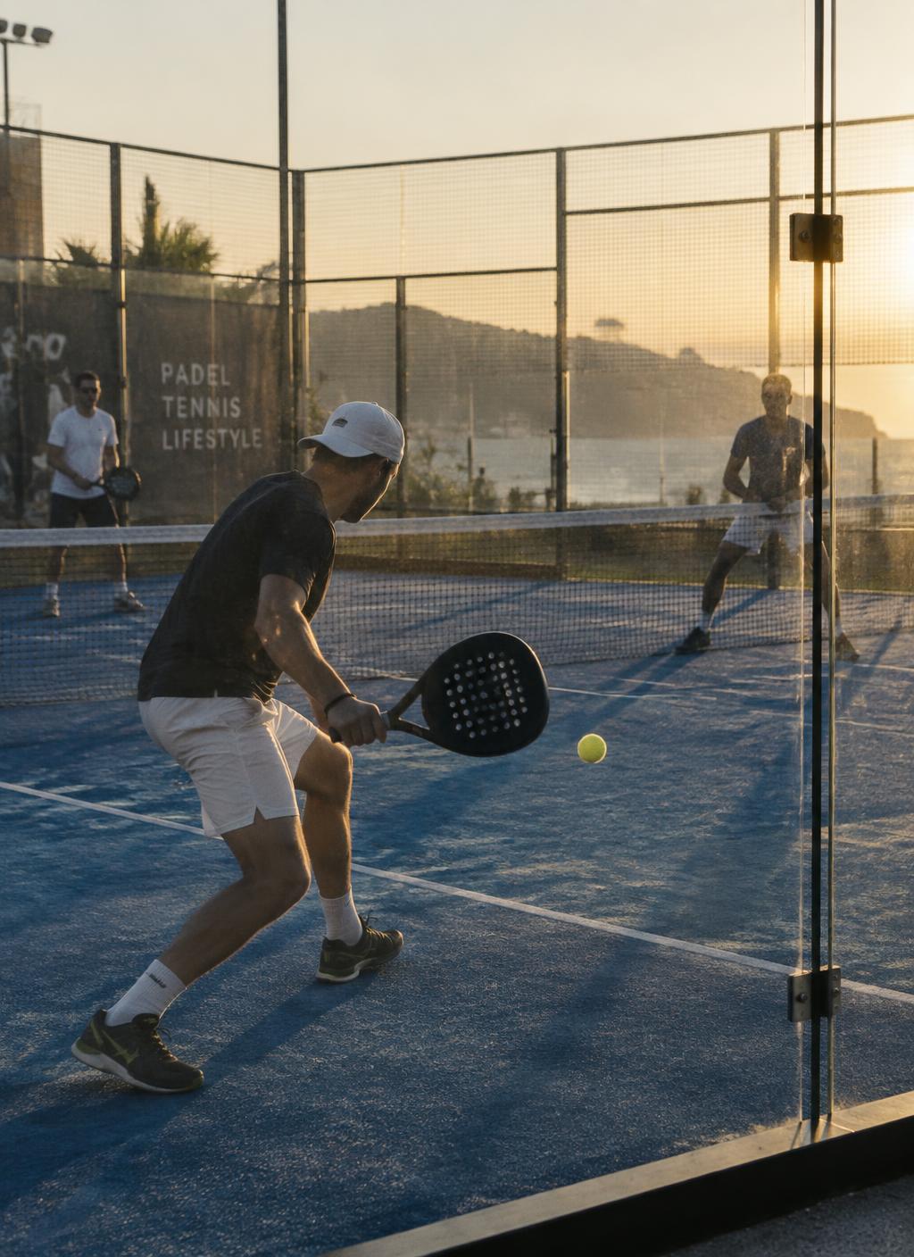 Partido de pádel al atardecer